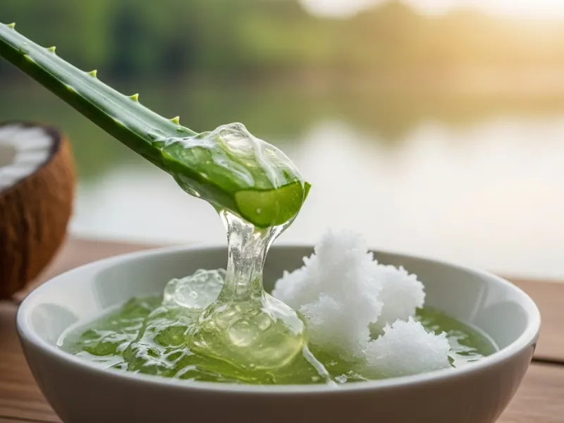 "Coconut Oil and Aloe Vera Hair Mask for Healthy Scalp"