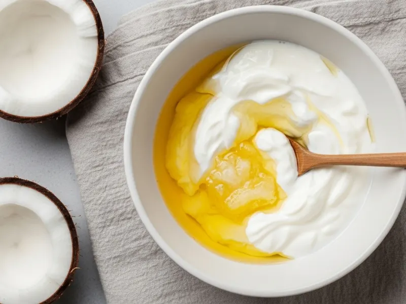"Coconut Oil and Yogurt Hair Mask for Silky, Shiny Hair"