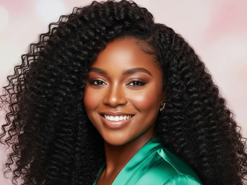 Black woman with blowout curls hairstyle