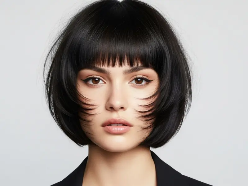 Blunt butterfly haircut with sharp layers