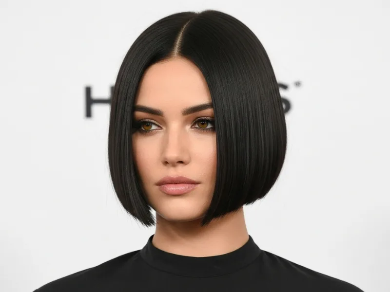Blunt cut bob for women, sleek and structured.