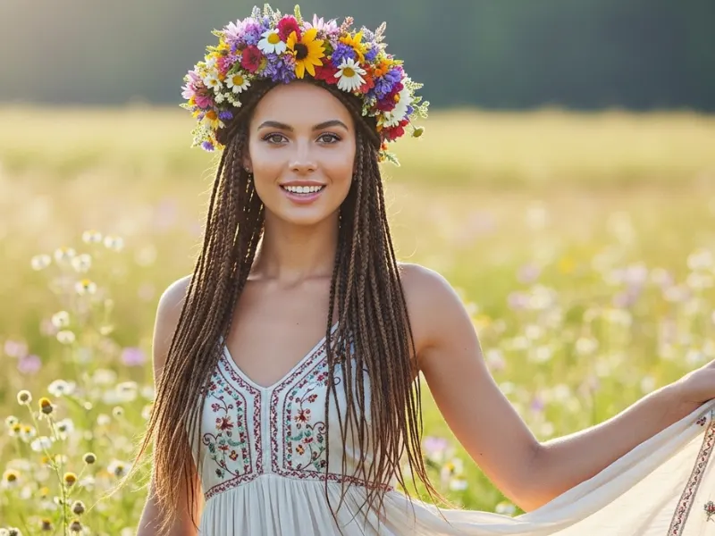 Boho braids with a flower headband