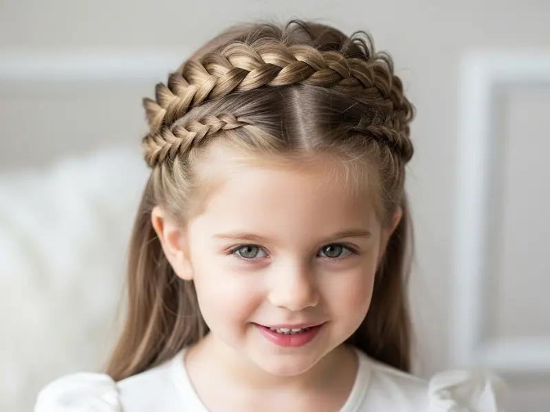 Toddler with a beautiful braided crown