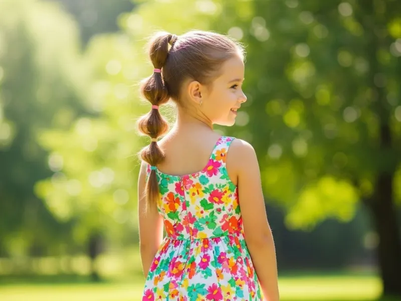 Little girl with a bubble ponytail hairstyle