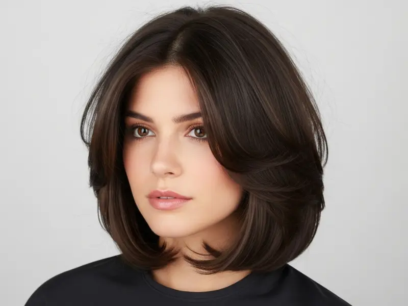 Butterfly bob haircut with textured layers