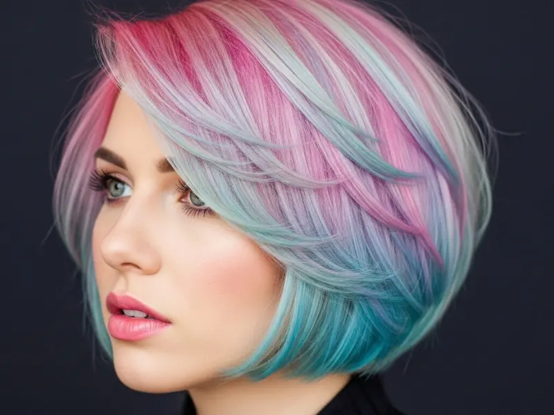 Bold butterfly haircut with vibrant color