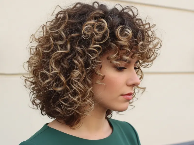 Butterfly cut with curly hair and volume