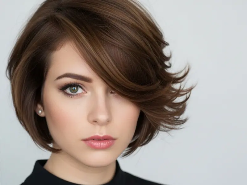 Butterfly haircut with deep side part