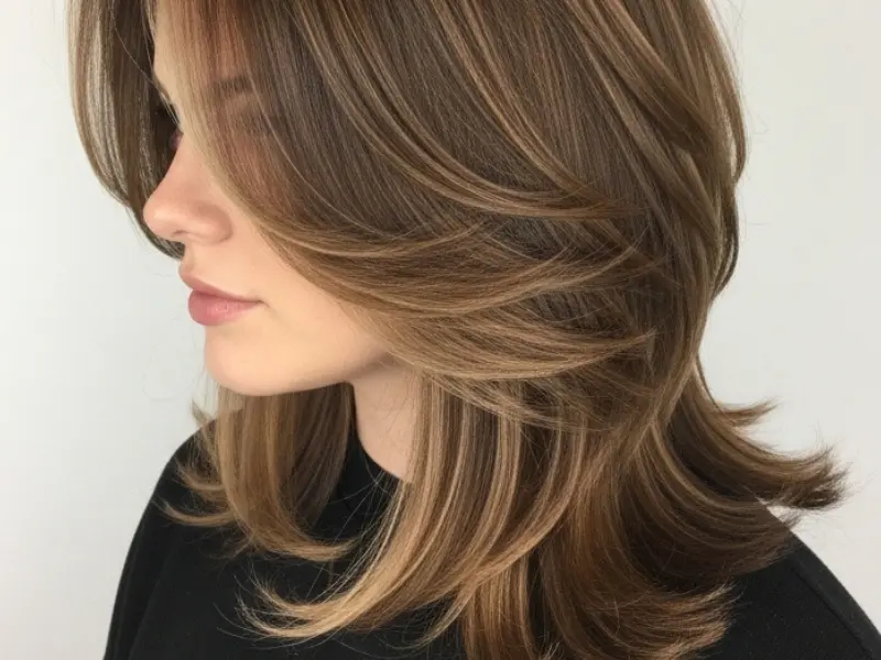 Butterfly haircut with lowlights