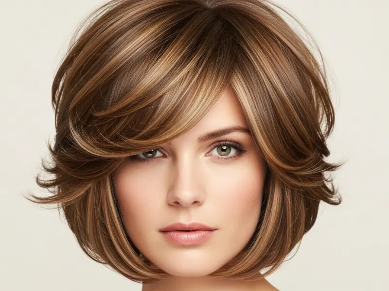 Butterfly haircut with soft highlights