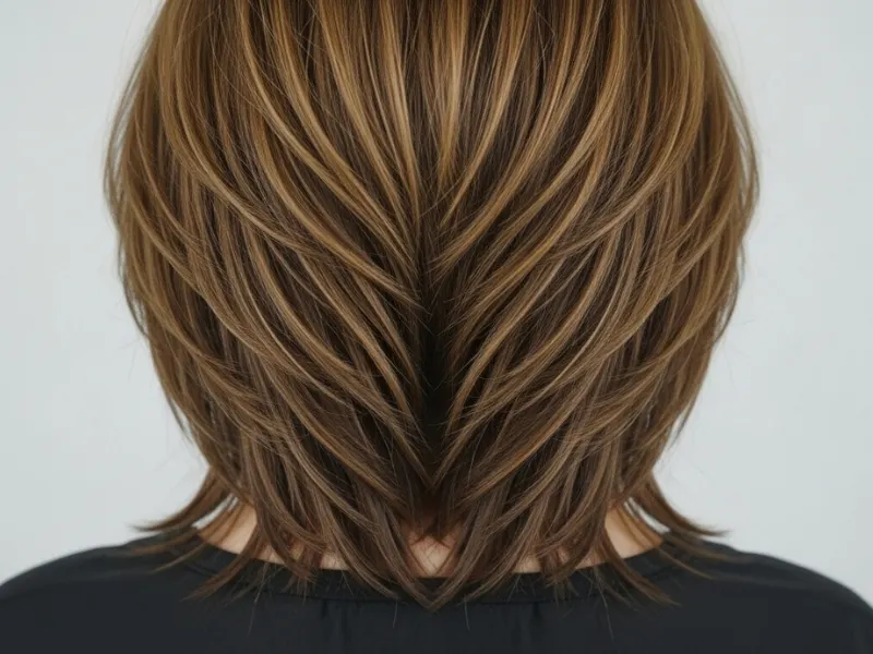 Butterfly haircut with V-shaped layers