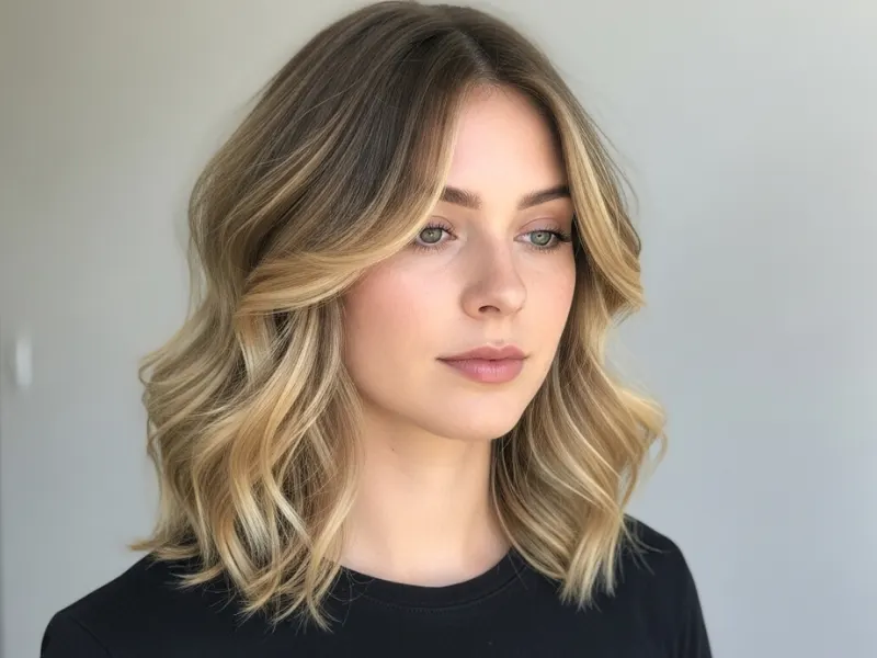 Butterfly haircut styled with waves