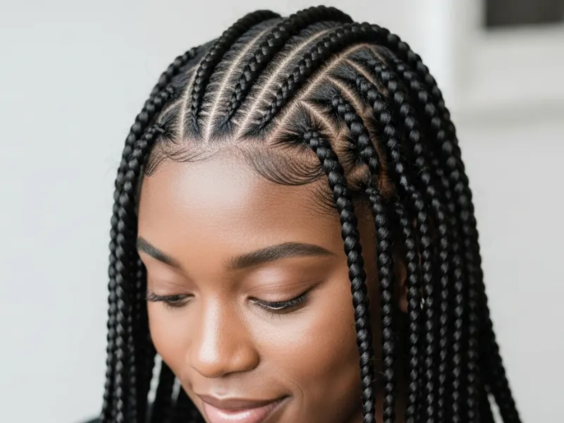 Cornrows hairstyle for women with 4C hair.