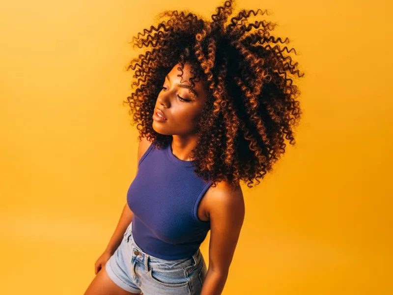 Full curly afro hairstyle