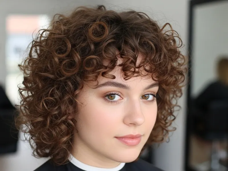 Curly butterfly haircut with layered curls
