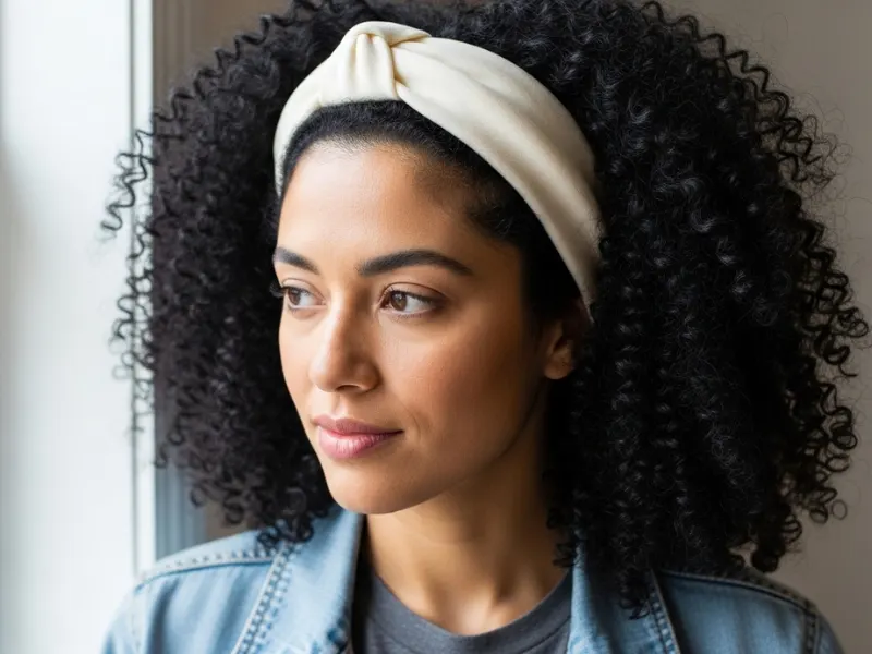 Curly Hair with a Headband