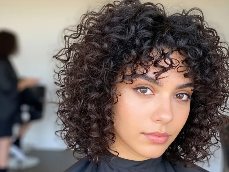Curly layered butterfly haircut