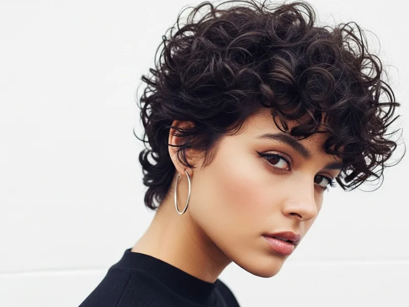 Short curly pixie cut with defined curls