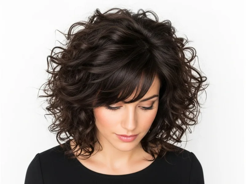 Curly V-cut with layered volume