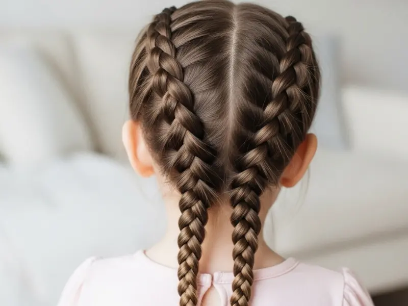 Young girl with double Dutch braids