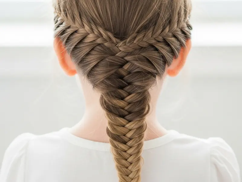 Little girl with a fishtail braid