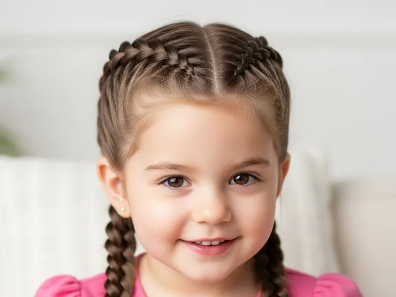 Three-year-old girl with neat French braid