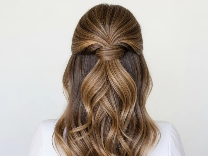 "Half-up half-down hairstyle for women, elegant and versatile."