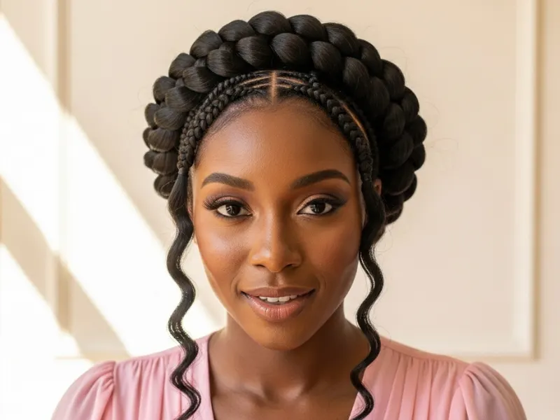 Halo braid hairstyle for 4C hair.
