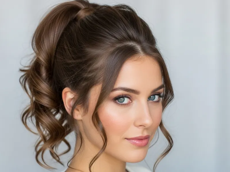 High ponytail with a twist hairstyle for women