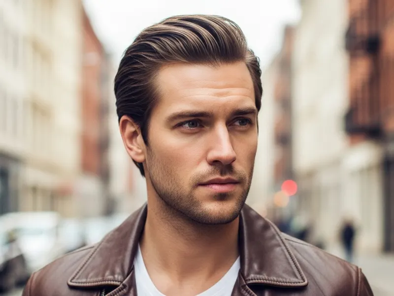 Man with long hair in a comb-over style