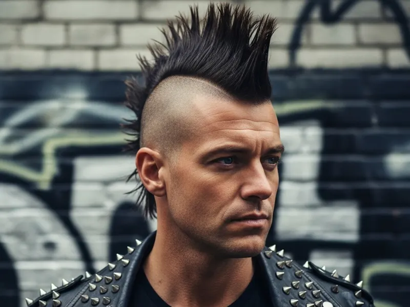 Man with long mohawk hairstyle