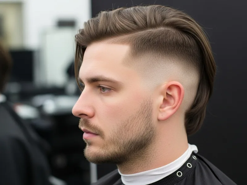 Man with long undercut hairstyle