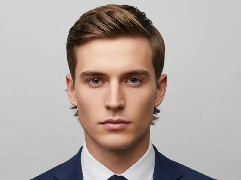 Man with a low taper haircut, gradual transition from top to sides.