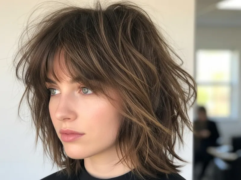 Messy butterfly haircut with choppy layers