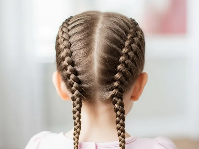 Little girl with mini Dutch braids
