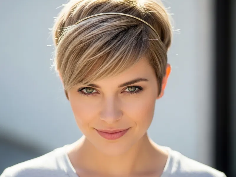 Pixie cut with a thin headband