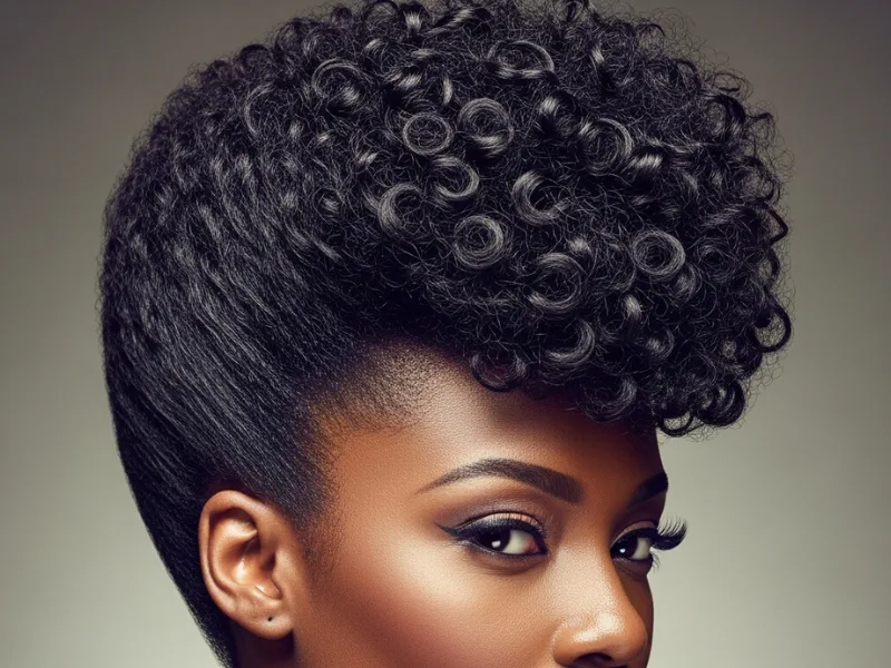Pompadour hairstyle for 4C hair.
