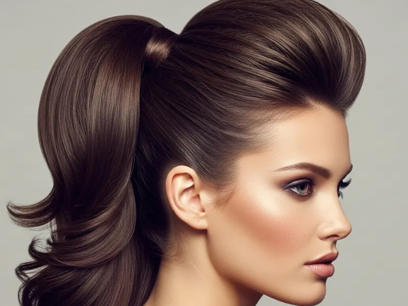 Ponytail with volume at the crown hairstyle for women