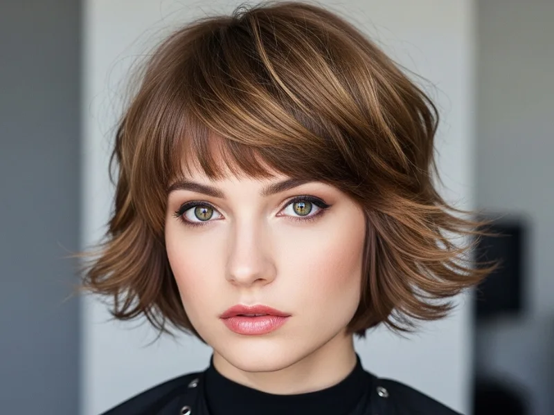Short butterfly haircut with layers framing the face