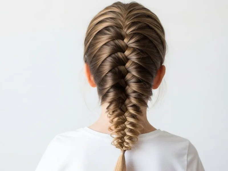 Little girl with a side fishtail braid hairstyle