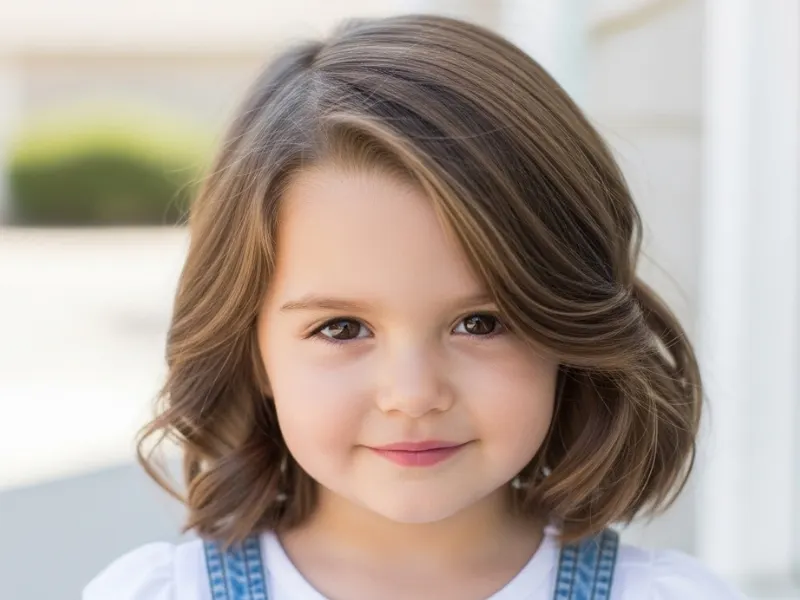 Toddler with side part and loose waves