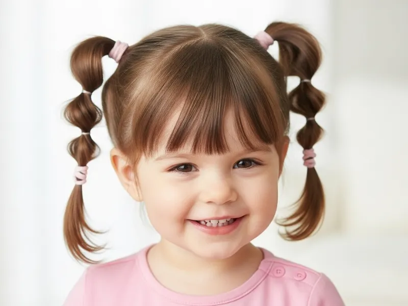 "Toddler girl with simple twist pigtails