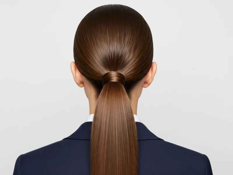 "Sleek low ponytail interview hairstyle