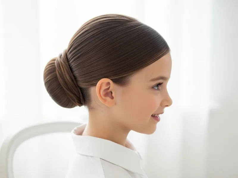 Little girl with a slicked-back bun hairstyle