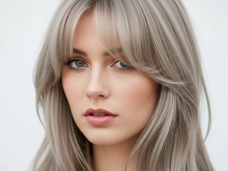 Soft Ash Blonde Curtain Bangs
