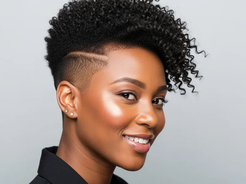 Tapered cut hairstyle for 4C hair.