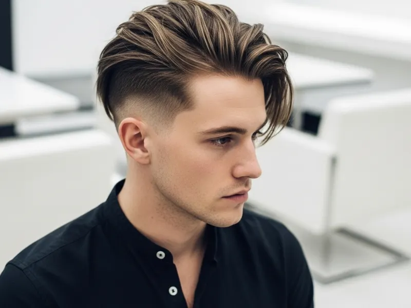 Man with textured long hair and fade
