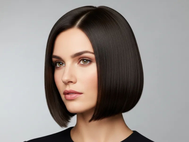 Classic chin-length bob haircut for women, elegant and sleek.
