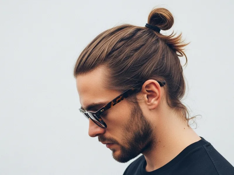 Man with top knot hairstyle
