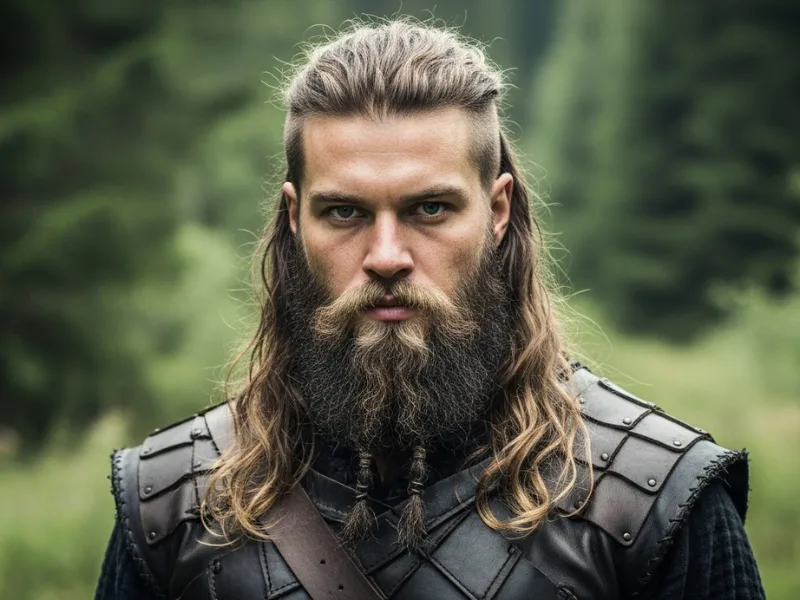 Man with Viking-inspired long hairstyle
